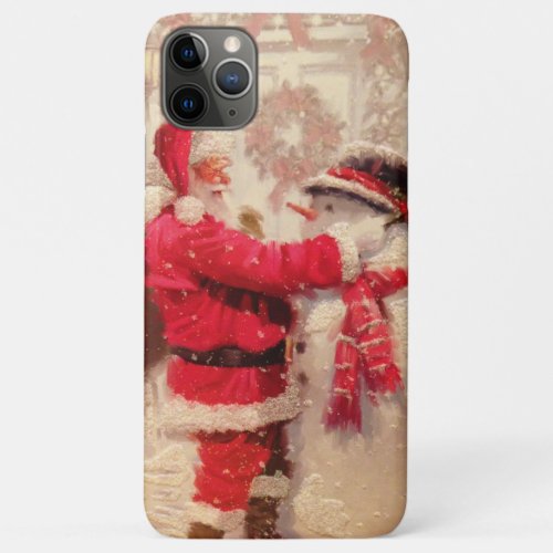 Vintage Santa Claus Snowman Christmas iPhone 11 Pro Max Case