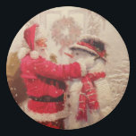 Vintage Santa Claus Snowman Christmas Eraser<br><div class="desc">This design features a jovial Santa Claus and snowman in the snow. #christmas #santa #winter #snowman #seasonal #festive #holiday #traditional #vintage #school #home #work</div>
