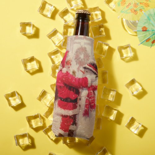 Vintage Santa Claus Snowman Christmas Festive Bottle Cooler