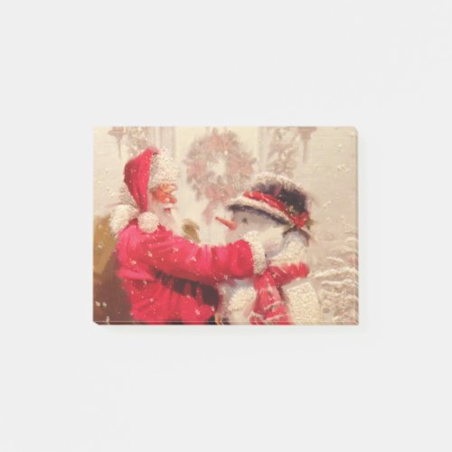 Vintage Santa Claus Snowman Christmas Festive Post_it Notes