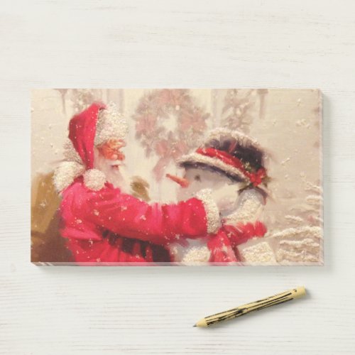 Vintage Santa Claus Snowman Christmas Festive Post_it Notes