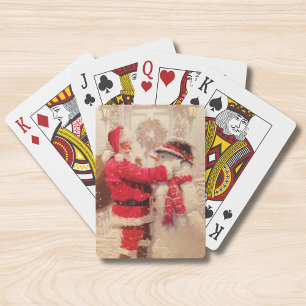 Vintage Santa Claus Snowman Christmas Poker Cards
