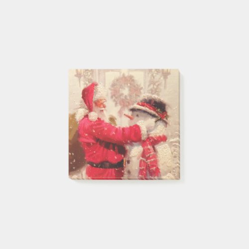 Vintage Santa Claus Snowman Christmas Post_it Notes