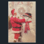 Vintage Santa Claus Snowman Christmas Tissue Paper<br><div class="desc">This design features a jovial Santa Claus and snowman in the snow. 
#christmas #santa #winter #gifts #holidays</div>