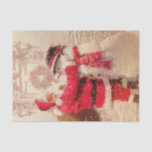 Vintage Santa Claus Snowman Christmas Tissue Paper<br><div class="desc">This design features a jovial Santa Claus and snowman in the snow. 
#christmas #santa #winter #gifts #holidays</div>