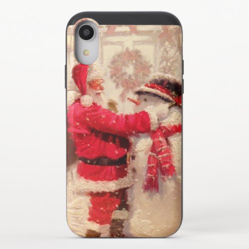 Vintage Santa Claus Snowman Christmas iPhone XR Slider Case