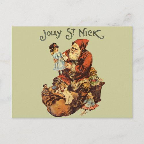 Vintage Santa Claus St Nickn Art Print Holiday Postcard