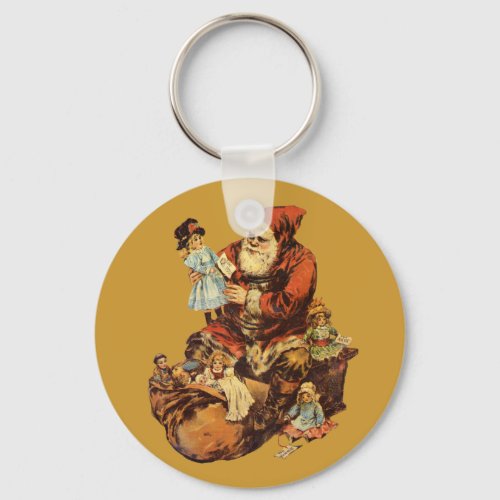 Vintage Santa Claus St Nickn Art Print Keychain