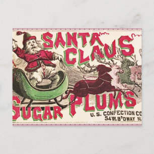 Vintage Santa Claus Sugar Plums Ad Antique Candy Holiday Postcard