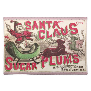 Vintage Santa Claus Sugar Plums Ad Antique Candy Placemat