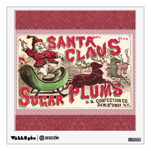Vintage Santa Claus Sugar Plums Ad Antique Candy Wall Sticker