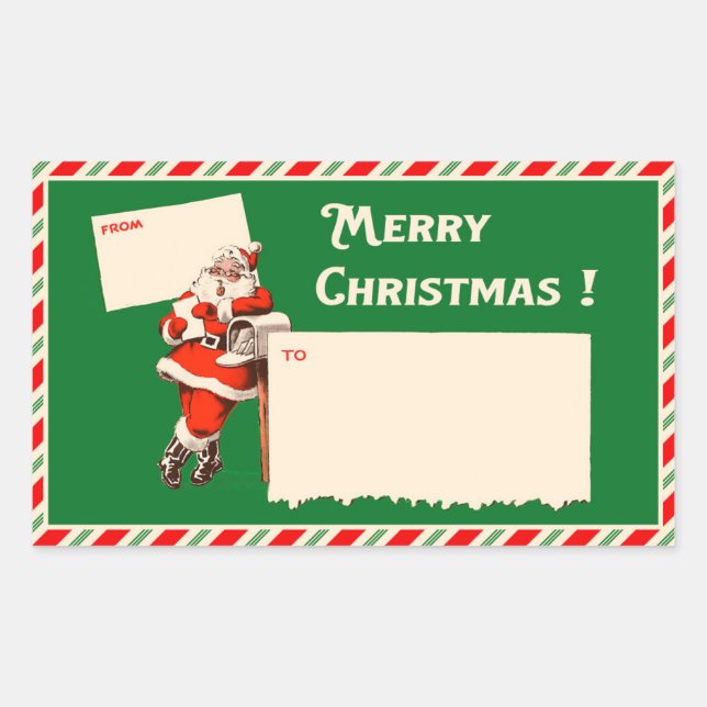 Vintage Santa Claus To/From Stickers (Front)