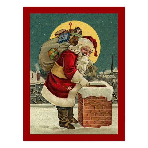 Vintage Santa Claus Toys Christmas Postcard