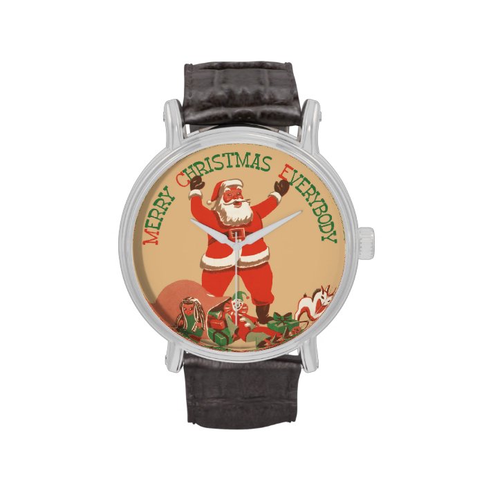 Vintage Santa Claus Toys Merry Christmas Everybody Wristwatches
