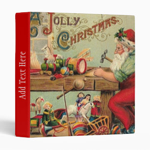 Vintage Santa Claus Toys Workshop Decorations 3 Ring Binder