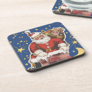 Vintage Santa Claus, Twas Night Before Christmas Beverage Coaster