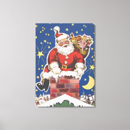 Vintage Santa Claus Twas Night Before Christmas Canvas Print