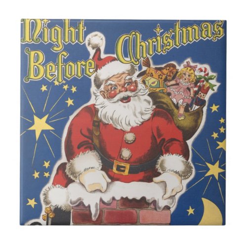 Vintage Santa Claus Twas Night Before Christmas Ceramic Tile
