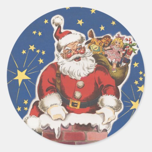 Vintage Santa Claus Twas Night Before Christmas Classic Round Sticker