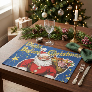 Vintage Santa Claus, Twas Night Before Christmas Cloth Placemat