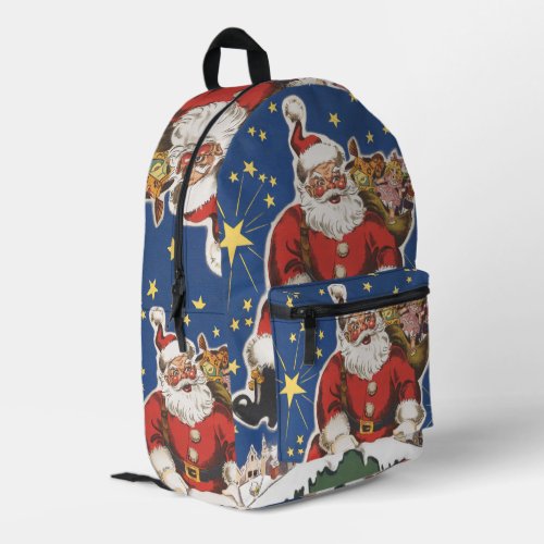 Vintage Santa Claus Twas Night Before Christmas Printed Backpack
