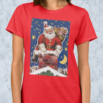 Vintage Santa Claus  Twas Night Before Christmas T-shirt by ChristmasCafe at Zazzle