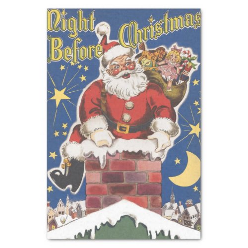 Vintage Santa Claus Twas Night Before Christmas Tissue Paper