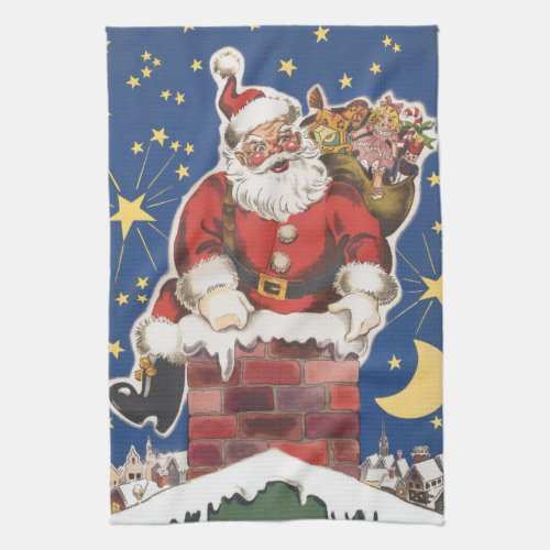 Vintage Santa Claus Twas Night Before Christmas Towel