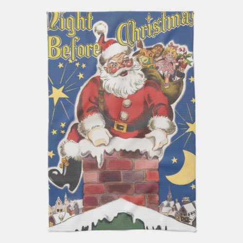 Vintage Santa Claus Twas Night Before Christmas Towel