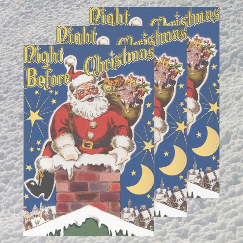 Vintage Santa Claus Twas Night Before Christmas Wrapping Paper Sheets
