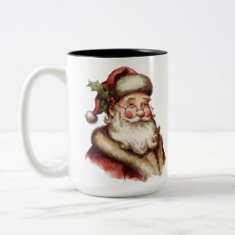 Vintage Santa Claus Two-Tone Coffee Mug