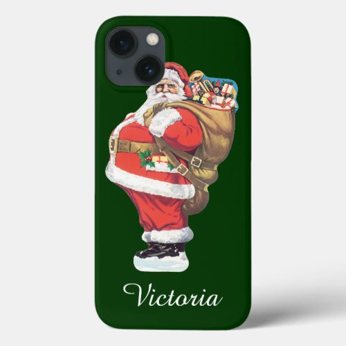 Vintage Santa Claus Victorian Christmas die cut iPhone 13 Case