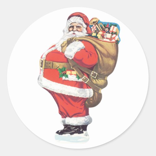 Vintage Santa Claus Victorian Christmas die cut Classic Round Sticker