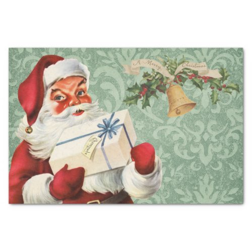 Vintage Santa Claus Victorian Green Tissue Paper