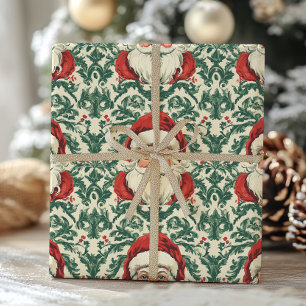 Vintage Santa Claus Victorian Toile Christmas Wrapping Paper