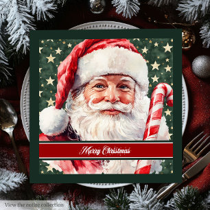 Vintage Santa Claus Watercolor Christmas Napkins