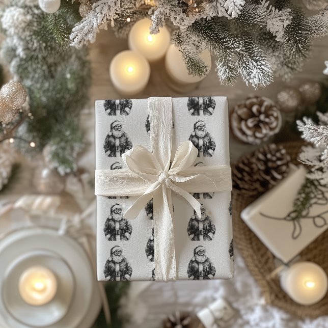 Vintage Santa Claus White Wrapping Paper (Creator Uploaded)