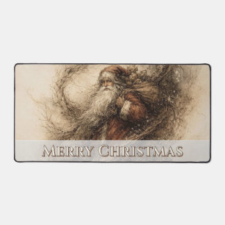 Vintage Santa Claus Winter Snow Art Desk Mat