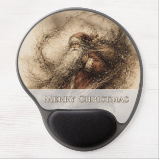 Vintage Santa Claus Winter Snow Art Gel Mouse Pad