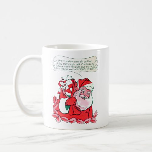 Vintage Santa Claus Wishing Christmas Joy Coffee Mug