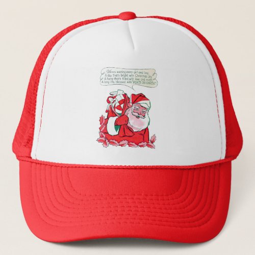 Vintage Santa Claus Wishing Christmas Joy Trucker Hat