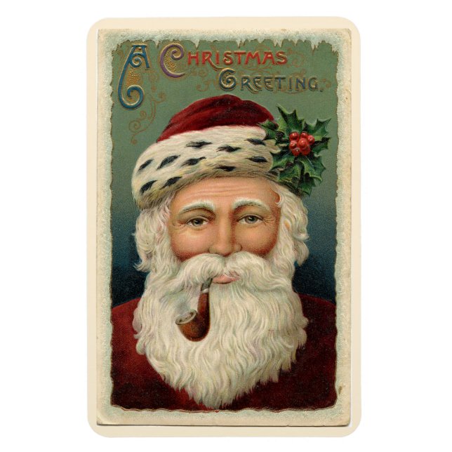 Vintage Santa Claus with a Pipe Christmas  Magnet (Vertical)