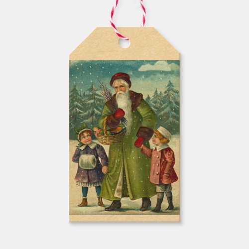 Vintage Santa Claus with Children Gift Tags