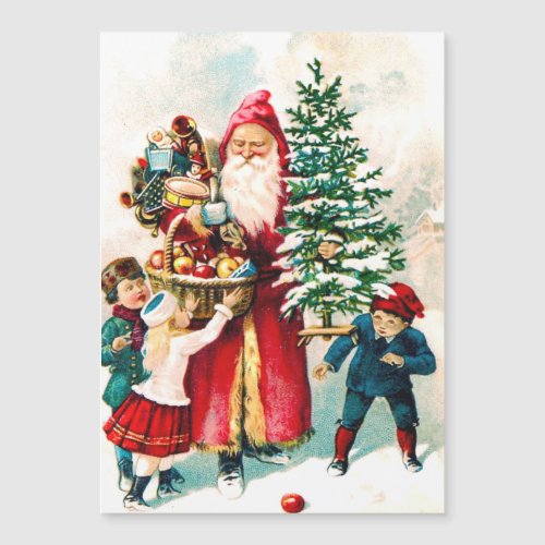 Vintage Santa Claus with Children Holiday Card