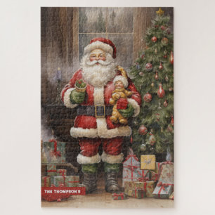 Vintage Santa Claus with Christmas tree and gifts Jigsaw Puzzle