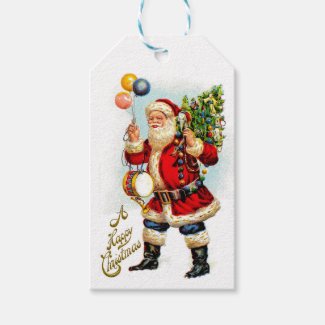 Vintage Santa Claus With Gifts Gift Tags