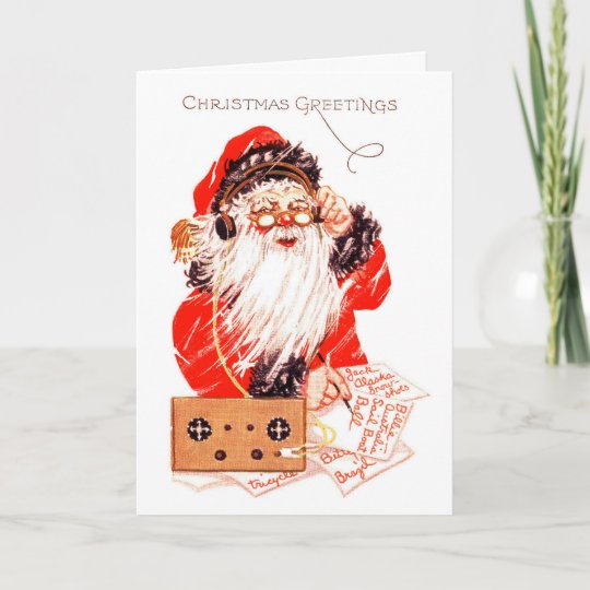 Vintage Santa Claus With Ham Radio Holiday Card | Zazzle.com