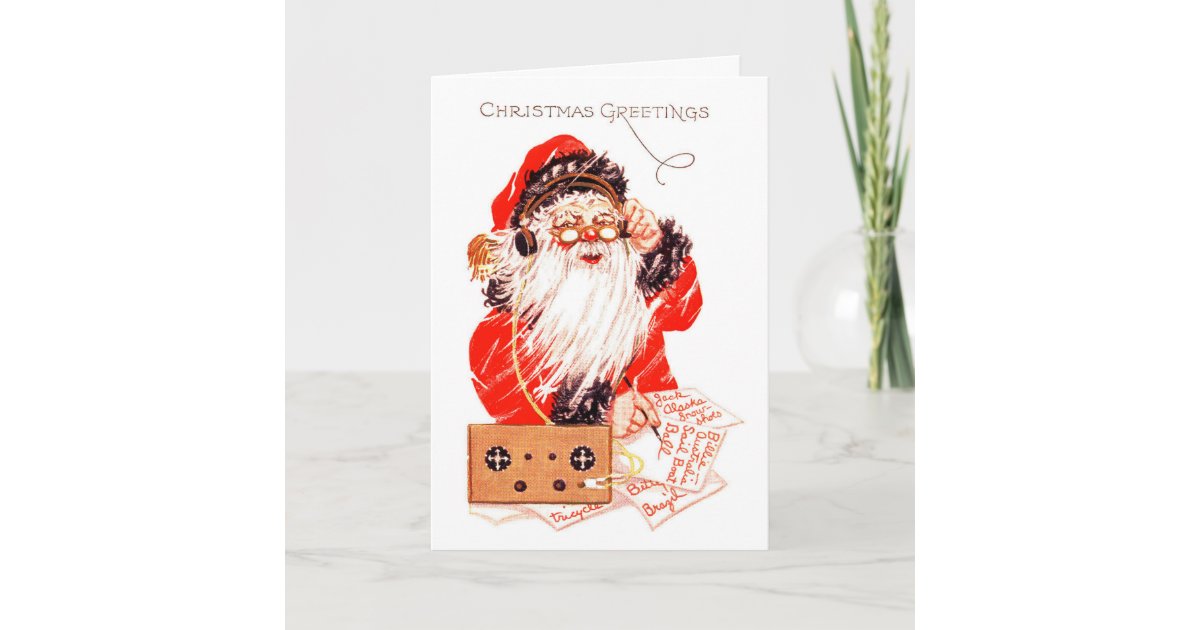 Vintage Santa Claus With Ham Radio Holiday Card Zazzle