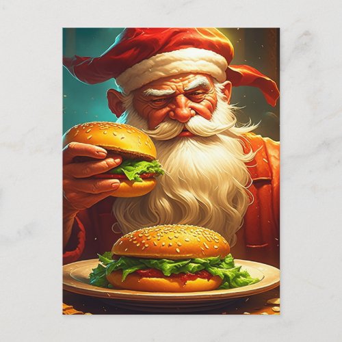 Vintage Santa Claus with Hamburger Postcard