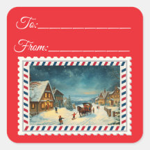 Vintage Santa Claus with Magic & Fairies Square St